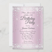 Invitation Anniversaire de fête Blush Rose Silver Dentelle (Devant)