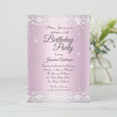 Invitation Anniversaire de fête Blush Rose Silver Dentelle (Debout devant)