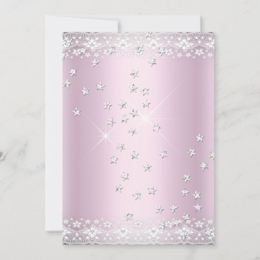 Invitation Anniversaire de fête Blush Rose Silver Dentelle (Dos)