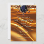 Invitation Anniversaire de fête Caramel Or Soie Noir Bleu Jeu (Dos)