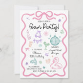 Invitation Anniversaire de fête de mousse d'été dessinée à la (Devant)