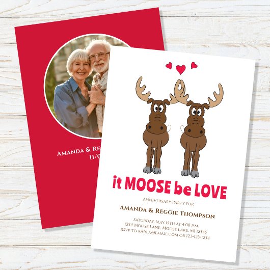 Invitation Anniversaire de fête mignonne Whimsical Moose Phot