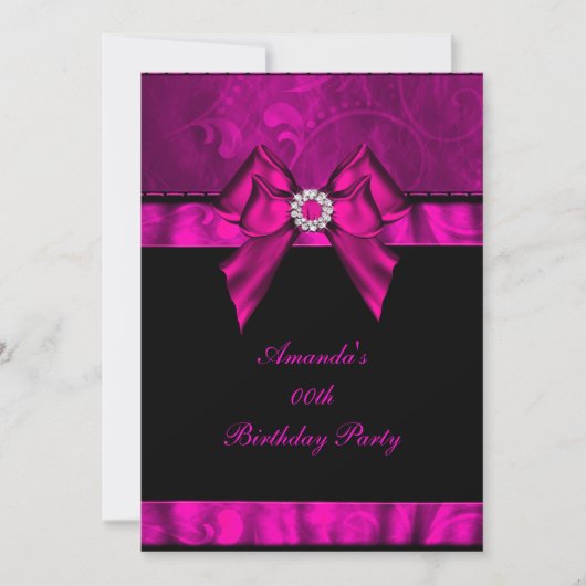 Invitation Anniversaire de fête Pink Jewel Bow Image (Devant)