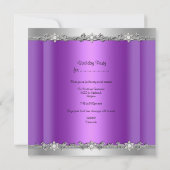 Invitation Anniversaire de fête violet argent gris Pearl Diam (Dos)