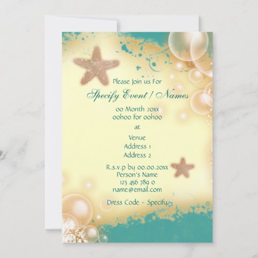 Invitation Anniversaire de fiançailles de mariage de plage (Dos)