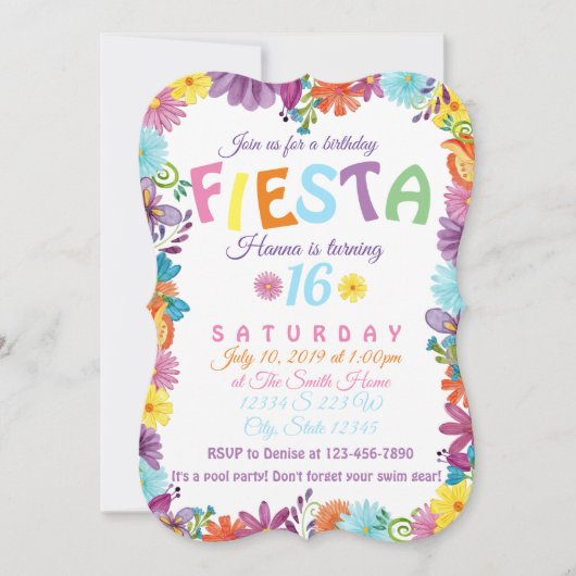 Invitation Anniversaire de Fiesta (Devant)
