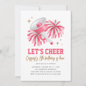 Invitation Anniversaire de Fille Cheerleader rose (Devant)