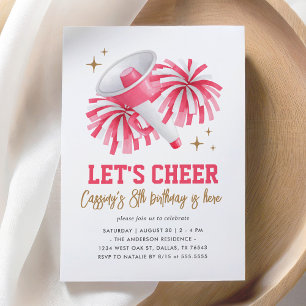 Invitation Anniversaire de Fille Cheerleader rose