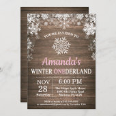 Invitation Anniversaire de fille de rose de flocon de neige (Devant / Derrière)