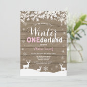 Invitation Anniversaire de fille en bois rustique (Debout devant)