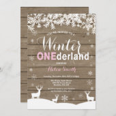 Invitation Anniversaire de fille en bois rustique (Devant / Derrière)