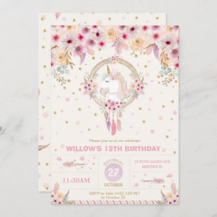 Invitation Anniversaire de fille florale d'anniversaire de