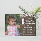 Invitation Anniversaire de fille rustique de pingouin (Debout devant)