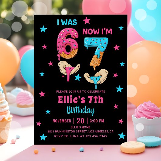 Invitation Anniversaire de fille six sept ans