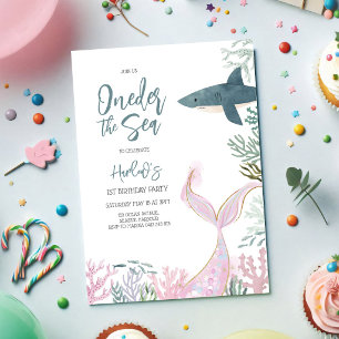 Invitation Anniversaire de fille thème océan sirène sous la m