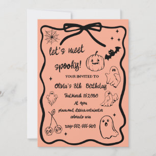 Invitation anniversaire de filles saison effrayante doodle ha