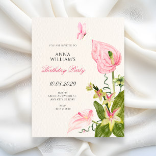 Invitation Anniversaire de floraison florale esthétique