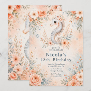 Invitation Anniversaire de Floral Seahorse