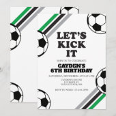 Invitation Anniversaire de foot Let's Kick It (Devant / Derrière)