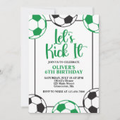 Invitation Anniversaire de foot vert et noir (Devant)