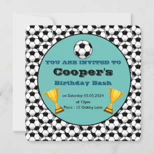 Invitation Anniversaire de football bleu