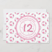 Invitation anniversaire de football de fille blanche rose ou (Dos)