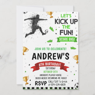 Invitation Anniversaire de football de soccer personnalisé