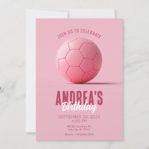 Invitation Anniversaire de football rose