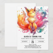 Invitation Anniversaire de Fox Whimsical en ligne (Devant / Derrière)