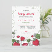 Invitation Anniversaire de fraises (Debout devant)