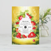 Invitation Anniversaire de fraises colorées (Debout devant)