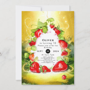 Invitation Anniversaire de fraises colorées