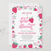 Invitation Anniversaire de fraises Deux baies douces fête d'a (Devant)