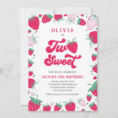 Invitation Anniversaire de fraises Deux baies douces fête d'a (Devant)