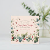 Invitation Anniversaire de fraises rose "Berry First" (Debout devant)