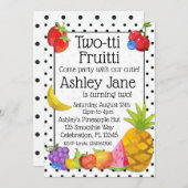Invitation Anniversaire de fruit tropical de Two-tti Fruitti (Devant / Derrière)
