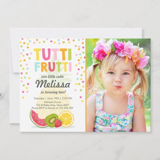 Invitation Anniversaire de frutti de Tutti d'invitation de (Devant)