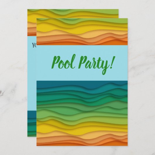 Invitation Anniversaire de Funky Waves Hawaiian Ado Pool Part (Devant / Derrière)
