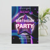 Invitation Anniversaire de galaxie moderne rose violet (Debout devant)