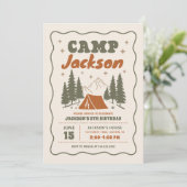Invitation Anniversaire de garçon camping (Debout devant)