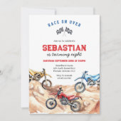 Invitation Anniversaire de garçon de course de moto de motocr (Devant)