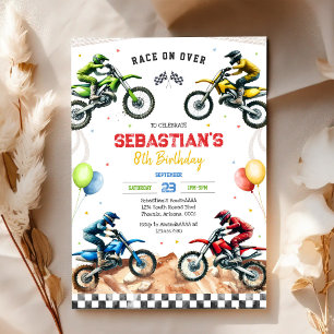 Invitation Anniversaire de garçon de course de moto de motocr