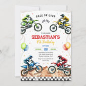 Invitation Anniversaire de garçon de course de moto de motocr (Devant)