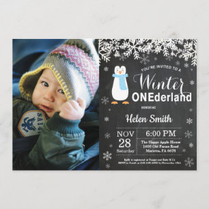 Invitation Anniversaire de garçon de pingouin d'Onederland