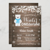 Invitation Anniversaire de garçon d'ours blanc d'Onederland (Devant / Derrière)