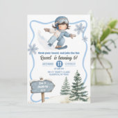 Invitation Anniversaire de garçon en snowboard (Debout devant)