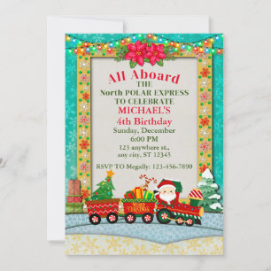 Invitation Anniversaire de garçon et Père Noël dans le train 