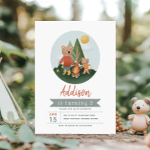 Anniversaire de garçon ours en peluche en forêt ca