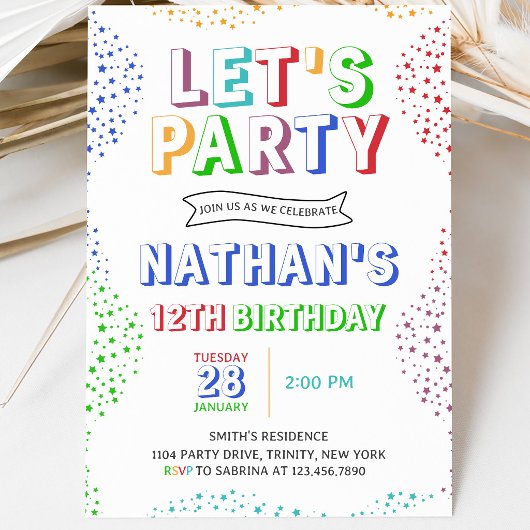 Invitation Anniversaire de garçon simple et coloré