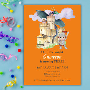 Invitation Anniversaire de Garçons Conte de Fées Chevalier Ch